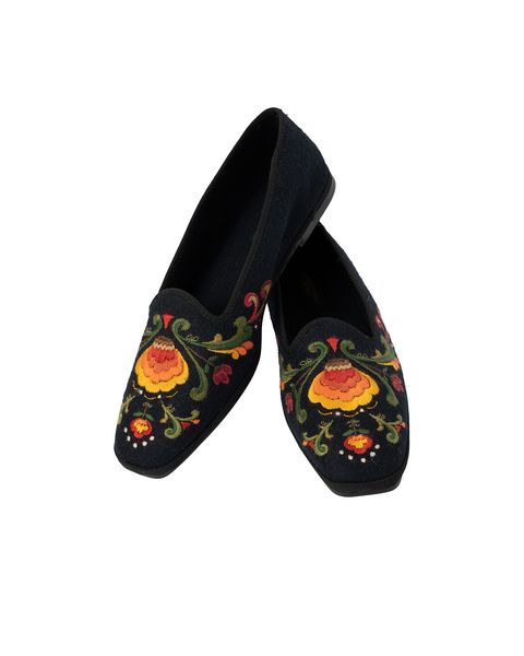 Hovedbilde Ballerina i ull m/brodering- grønn, gul, rød